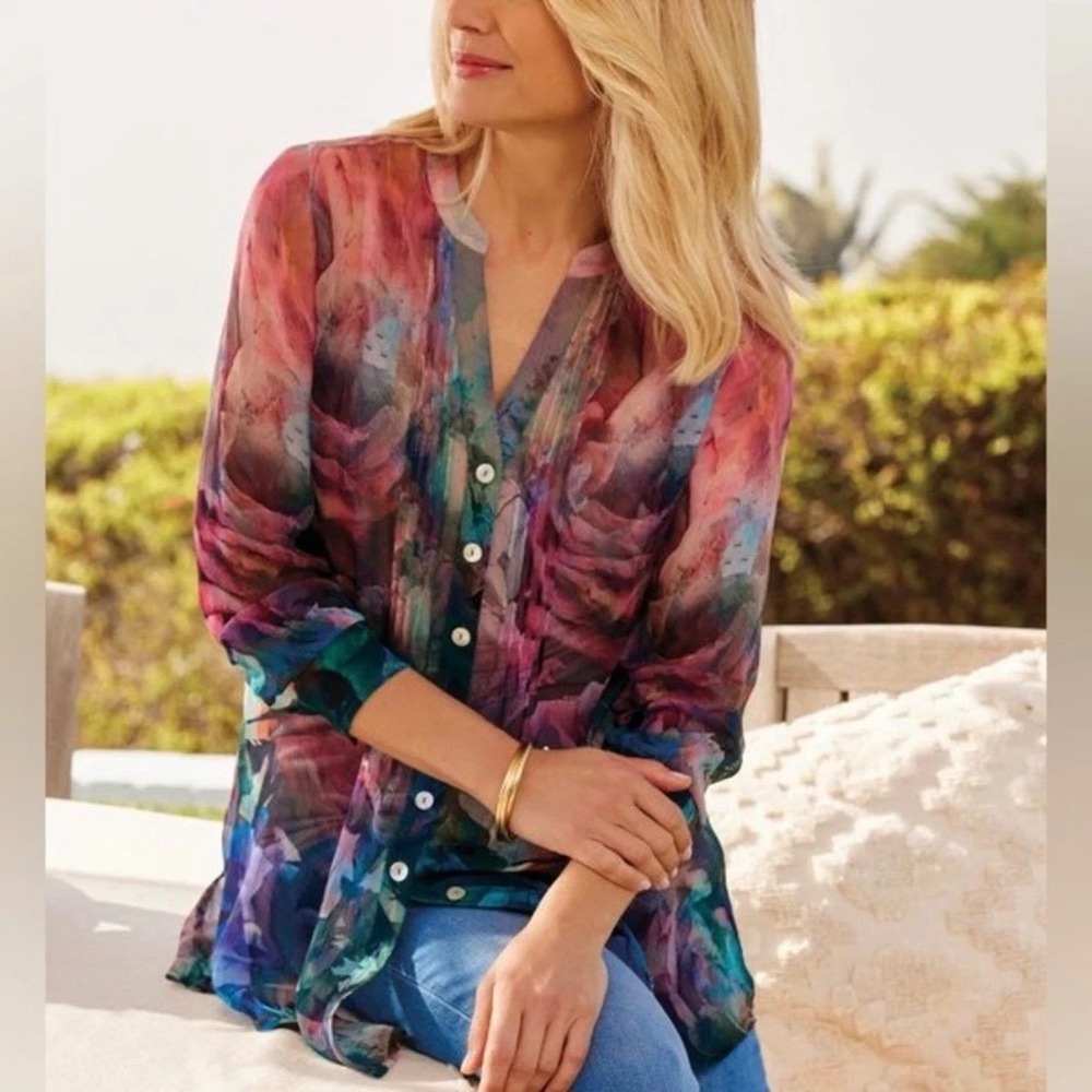 Rainbow Watercolor Blouse